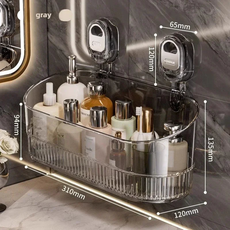 Rotating Glacier-Pattern Suction Cup Shower Shelf – Tool-Free Installation