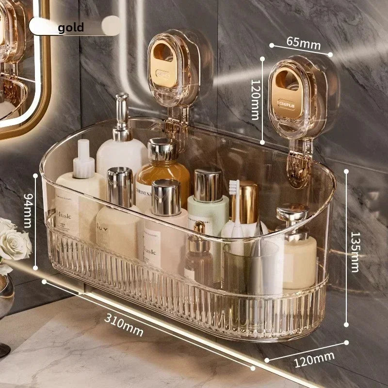 Rotating Glacier-Pattern Suction Cup Shower Shelf – Tool-Free Installation