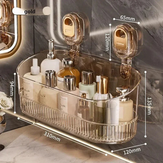 Rotating Glacier-Pattern Suction Cup Shower Shelf – Tool-Free Installation