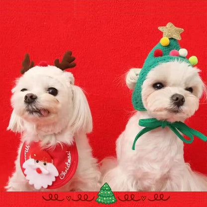 Christmas Pet Costume Set – Santa Hat & Scarf for Cats and Small Dogs | Holiday Dress-Up Outfit