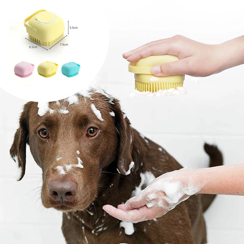 Silicone Dog Bath Massage Gloves Brush – Pet Grooming & Shampoo Dispensing Cleaning Tool for Dogs & Cats
