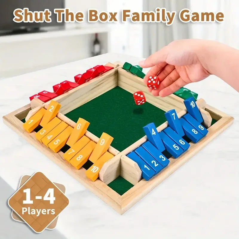 2-in-1 Wooden Dice Game Board – Family Party Fun with Colorful Number Challenge