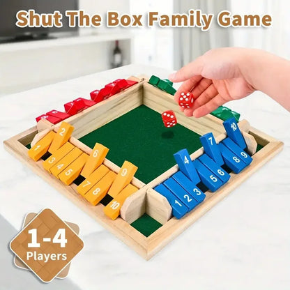 2-in-1 Wooden Dice Game Board – Family Party Fun with Colorful Number Challenge