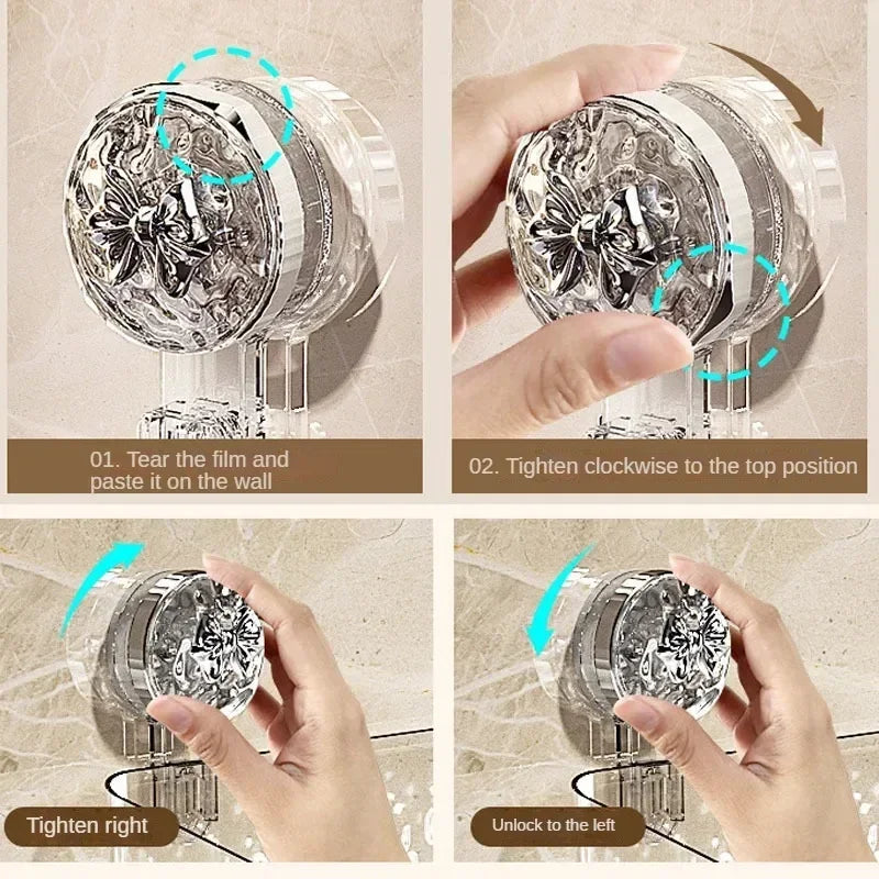 Rotating Glacier-Pattern Suction Cup Shower Shelf – Tool-Free Installation